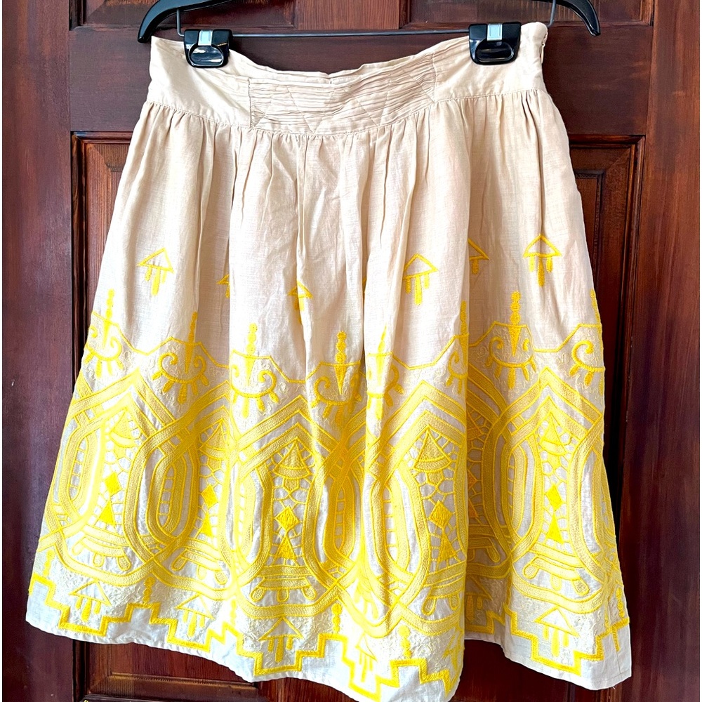 Anthropologie Embroidered Skirt peasant boho